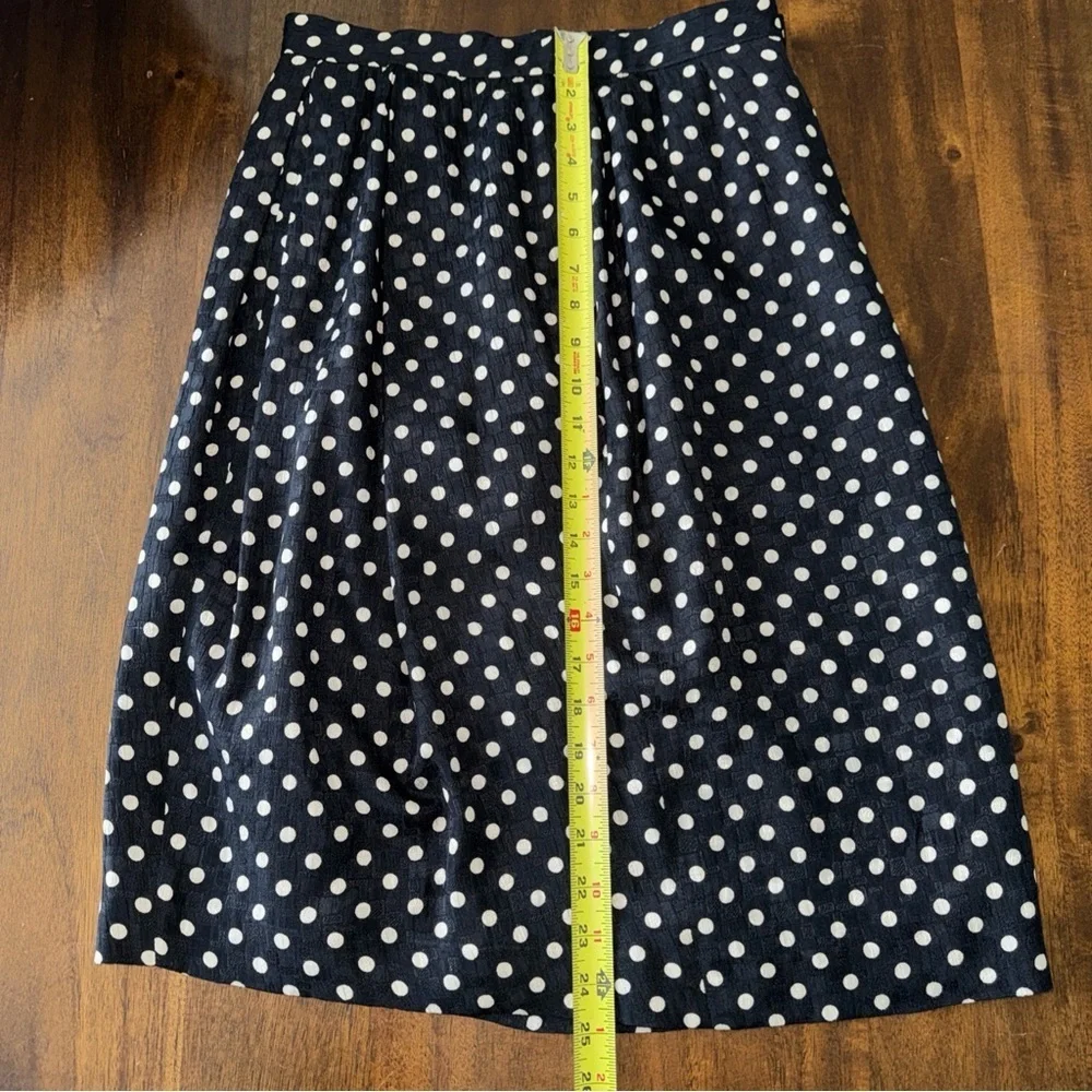 Vintage Anne Klein 2 pc Silk Skirt Suit Black Polka Dot Union Tag 10 Womens